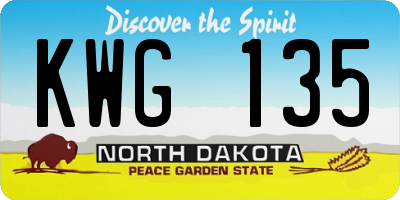 ND license plate KWG135
