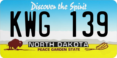 ND license plate KWG139