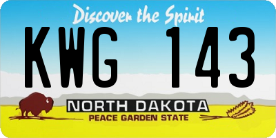 ND license plate KWG143