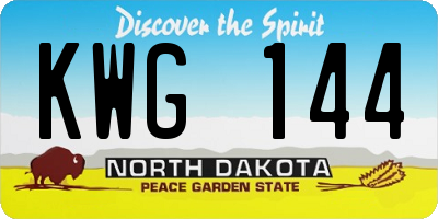 ND license plate KWG144