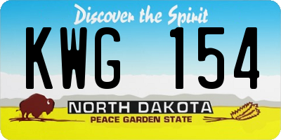 ND license plate KWG154