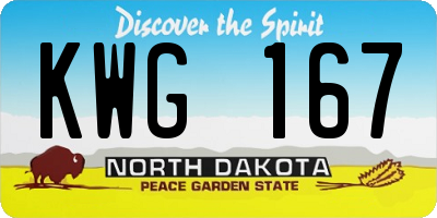 ND license plate KWG167