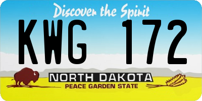 ND license plate KWG172