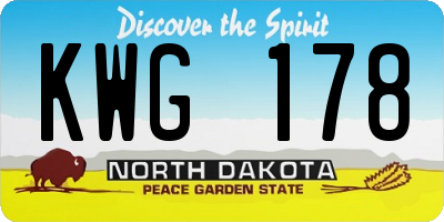ND license plate KWG178