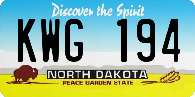 ND license plate KWG194