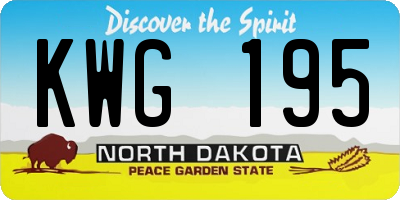 ND license plate KWG195