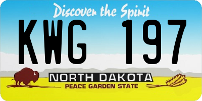 ND license plate KWG197