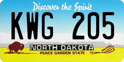 ND license plate KWG205