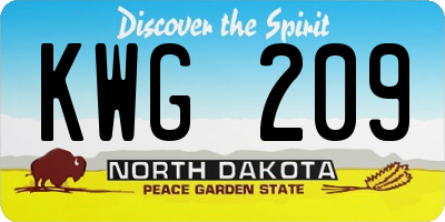 ND license plate KWG209