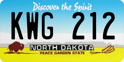 ND license plate KWG212