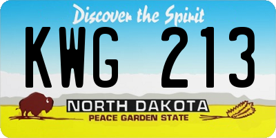 ND license plate KWG213