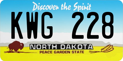 ND license plate KWG228