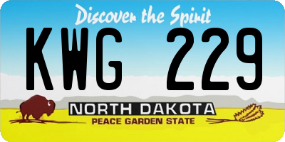 ND license plate KWG229