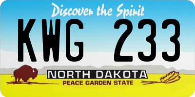 ND license plate KWG233