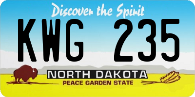 ND license plate KWG235