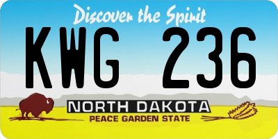 ND license plate KWG236
