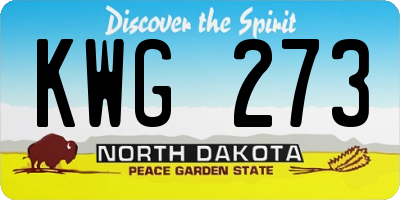 ND license plate KWG273