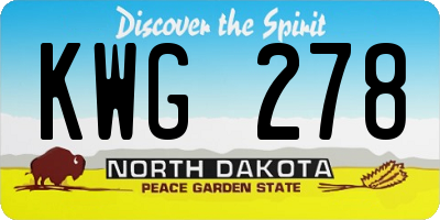 ND license plate KWG278