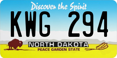 ND license plate KWG294