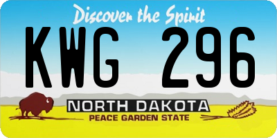 ND license plate KWG296