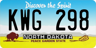 ND license plate KWG298