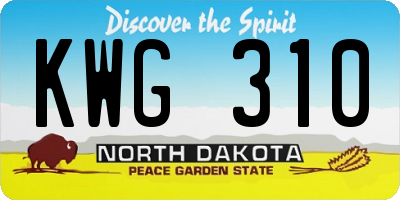ND license plate KWG310