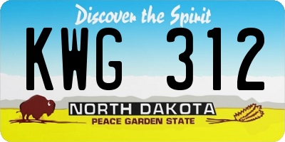 ND license plate KWG312