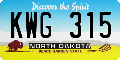 ND license plate KWG315