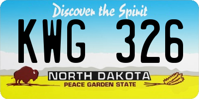 ND license plate KWG326