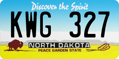 ND license plate KWG327
