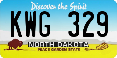 ND license plate KWG329