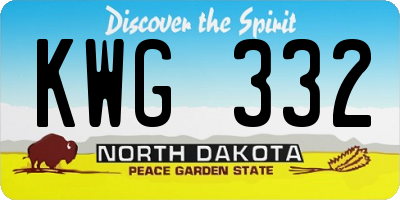 ND license plate KWG332