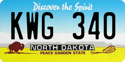 ND license plate KWG340