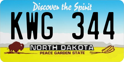 ND license plate KWG344