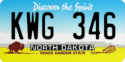ND license plate KWG346