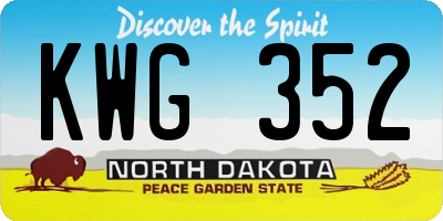 ND license plate KWG352