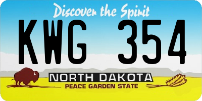 ND license plate KWG354