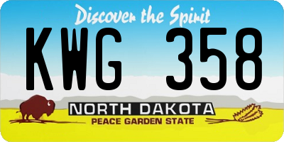 ND license plate KWG358