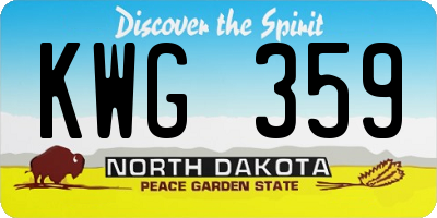ND license plate KWG359