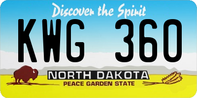 ND license plate KWG360