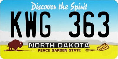 ND license plate KWG363