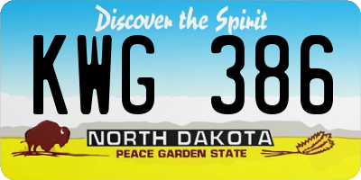 ND license plate KWG386