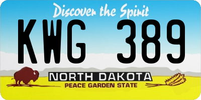 ND license plate KWG389