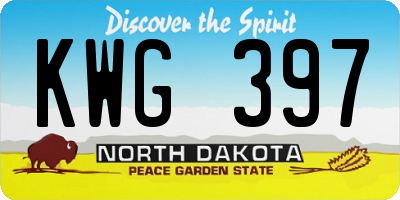 ND license plate KWG397