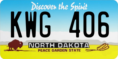 ND license plate KWG406