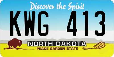 ND license plate KWG413