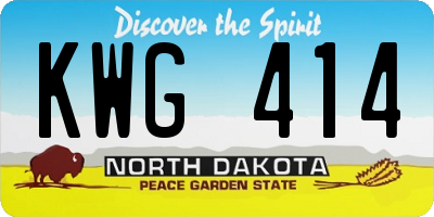 ND license plate KWG414