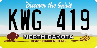 ND license plate KWG419