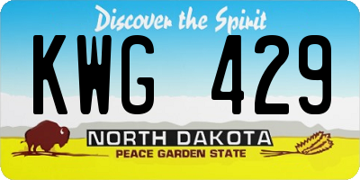 ND license plate KWG429