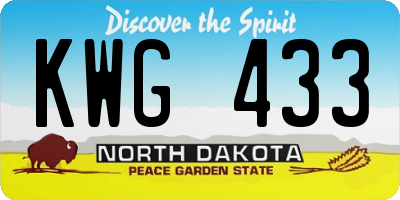 ND license plate KWG433